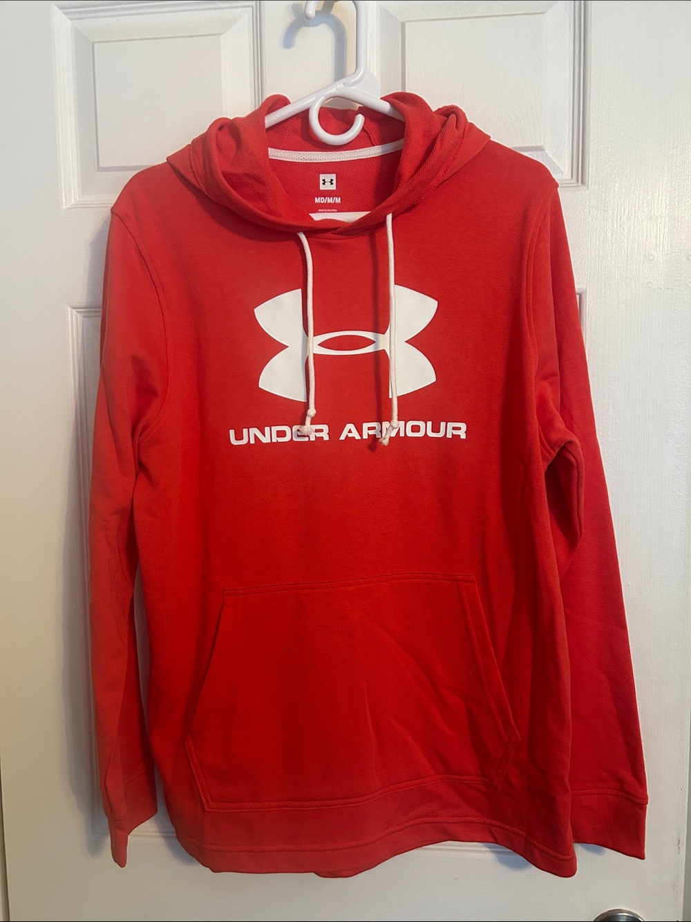 Under Armour Red Pullover Hoodie with White Logo